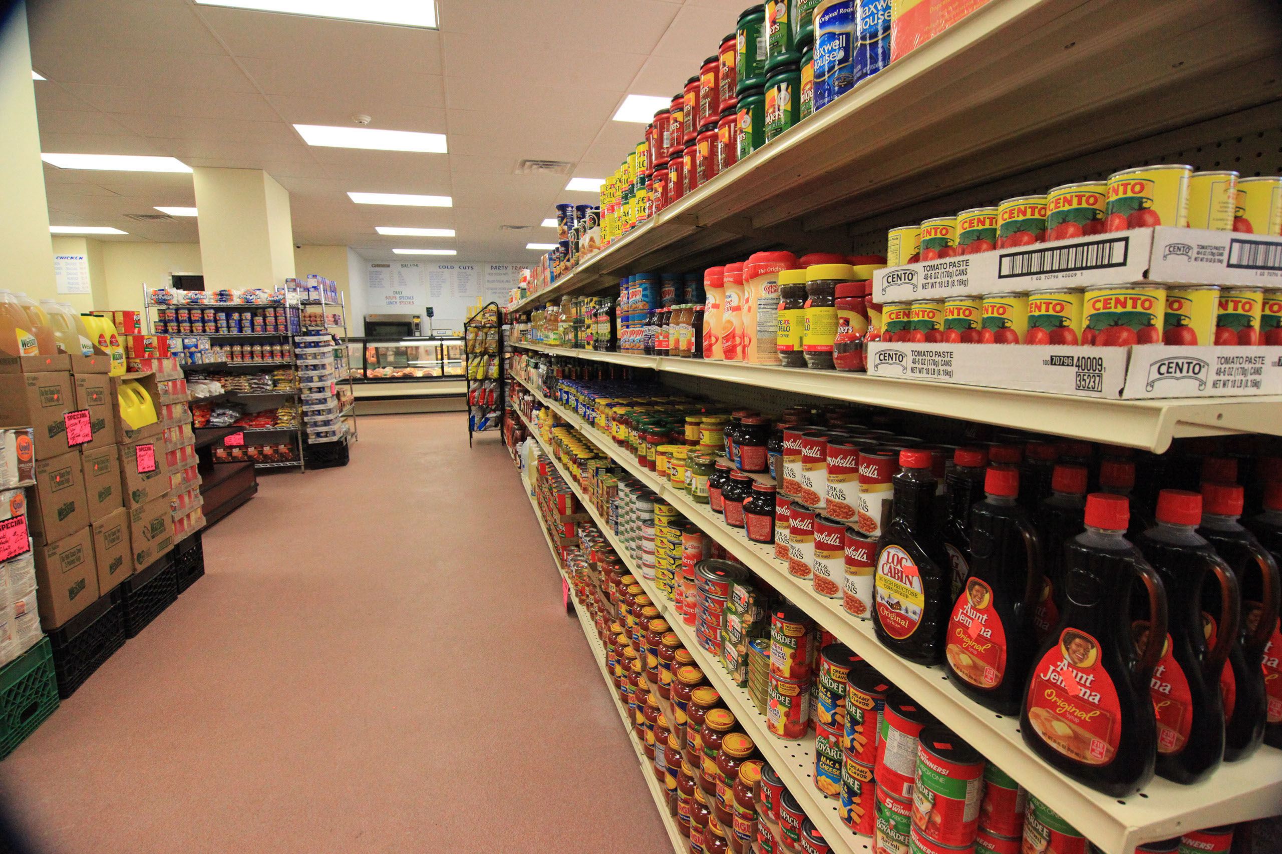 canned foods aisle Menella's Marketplace